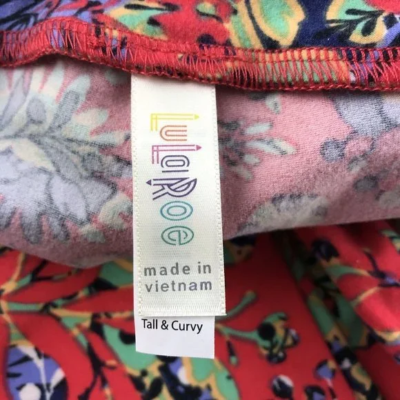 LuLaRoe Tall Curvy Floral Leggings‎ Orange Purple Green Yellow - Picture 4 of 5